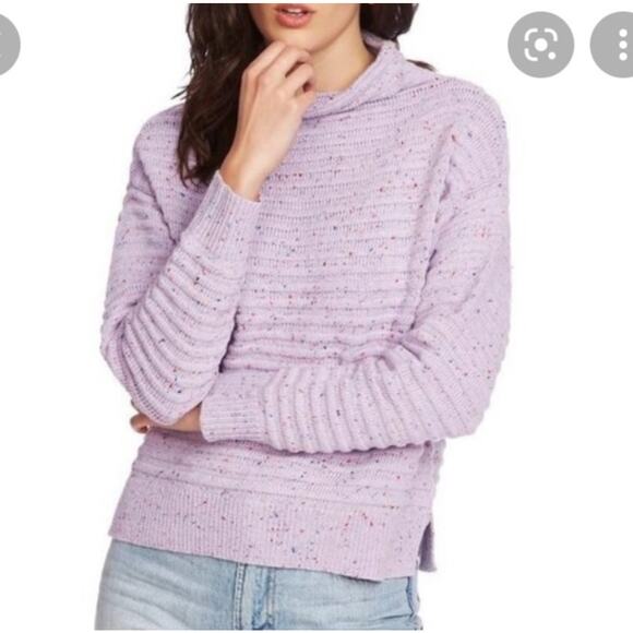 Court & Rowe Speckled Ottoman Turtleneck Chunky Sweater Purple Nordstrom - Picture 1 of 5